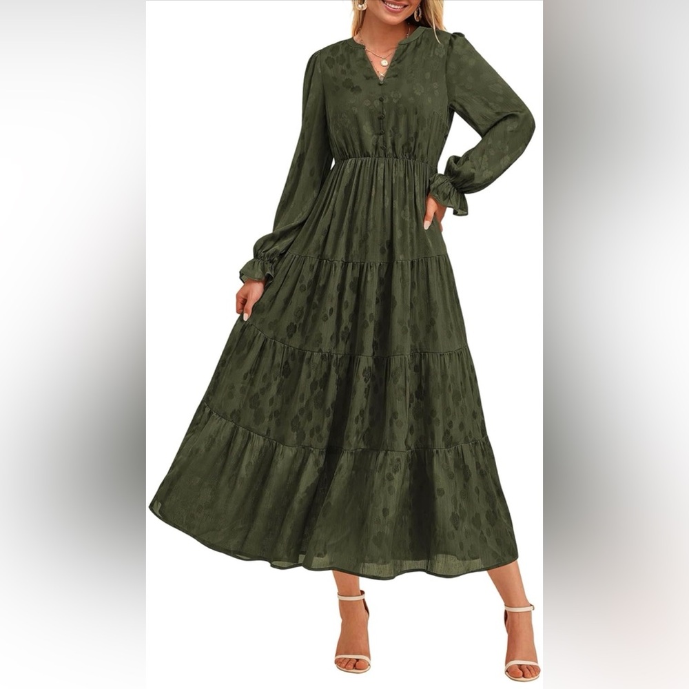 KIRUNDO 2026 Floral Long Sleeve Elegant Ruffle Tiered Flowy Party Long Dress